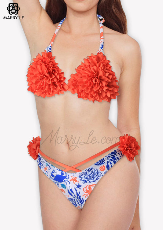 COOL LIVING CORAL FLOWER WOMEN SWIMWEAR - MD 72