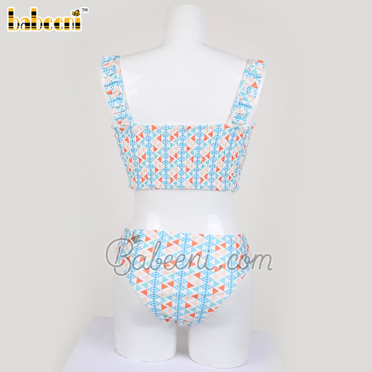 Lozenge pattern women rash guard swimwear - MS 25