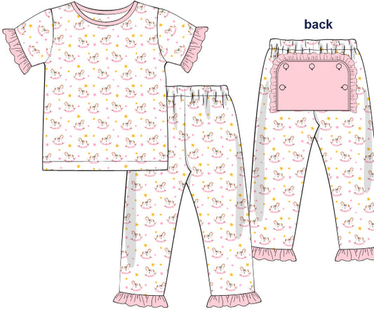 K246- Pink rocking horse knit printed 4.0