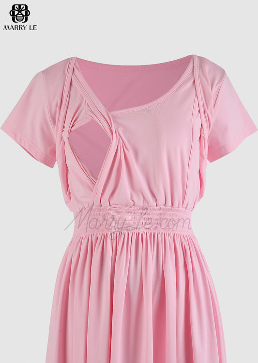 BABY PINK NURSING DRESS - MD438