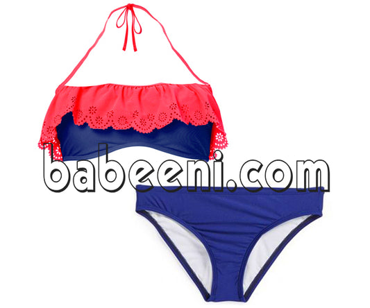 Nice strap bikini set with lazer-cut patterns on the top - SW 382