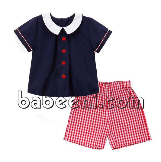 Apple embroidery short set for boy - BC 707