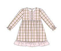 M73- Tan and Pink plaid fabric