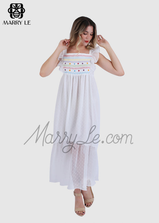 COLORFUL GEOMETRIC  HAND EMBROIDERY MOMMY & ME DRESS – MD544