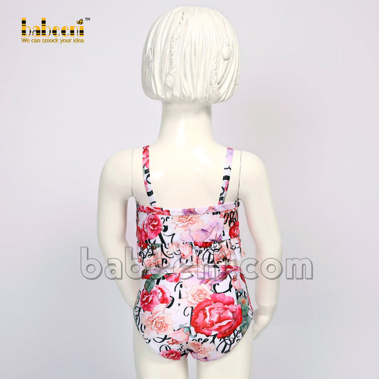 Elegant girl peony flowers swimwear- FWG 11