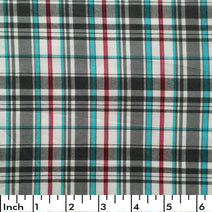 M43.0 - Black, teal and red plaid fabric