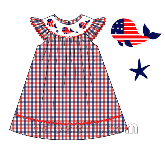 Pretty Independent Dolphin smocked dress for little girl - DR 2665