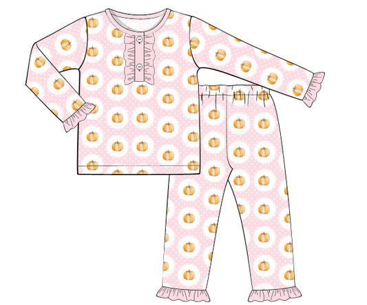 K370- pink polkadot with pumpkin knit printing 4.0