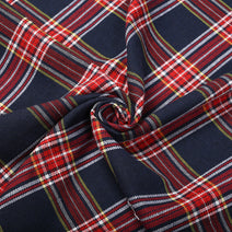 T45- dark navy, yellow, white, red tartan fabric