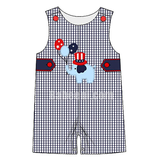 Elephant America flag applique romper - BC 811