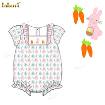 Girl Bubble Hand Smocked Bunny - DR3840