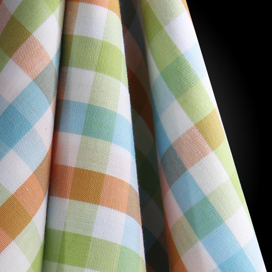 M61- Orange, Aqua & Lime plaid fabric