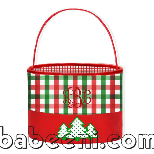 Christmas Trees applique with monogrammed hand bag KB 36