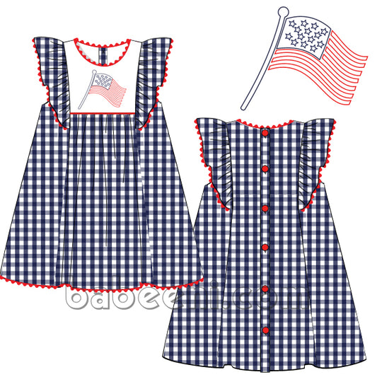 Beautiful girl flags  embroidery dress for little girl  - DR 2656