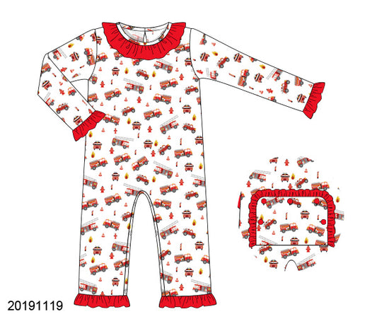 K158- Fire truck printed 4.0 knit fabric