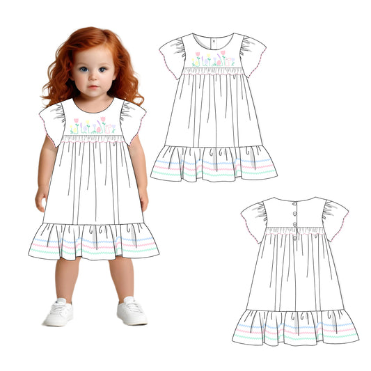 Awesome white dress for baby girl embroidered - DR4151