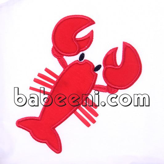 Lovely lobster applique knit girl short set - KN94