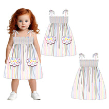 Girl dress  4.0 printing colorful flower with handmade bead embroidery jewellery - DR4163